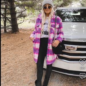 Blank NYC Pink and White Teddy Jacket Cozy and Stylish